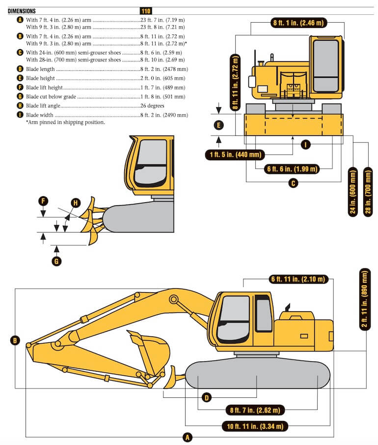 John Deere 110 Excavator Dimensions